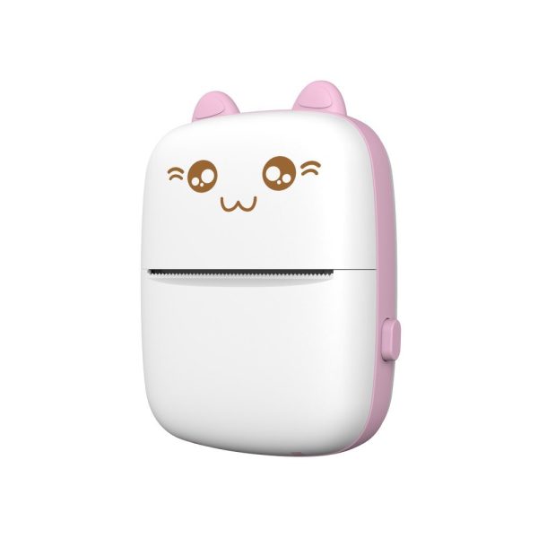 Mini Cat termiskais printeris etiķetēm Lejupielādējiet no Bluetooth Fun Print Pink Phone