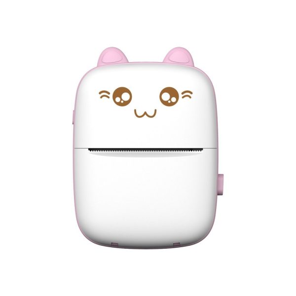 Mini Cat termiskais printeris etiķetēm Lejupielādējiet no Bluetooth Fun Print Pink Phone