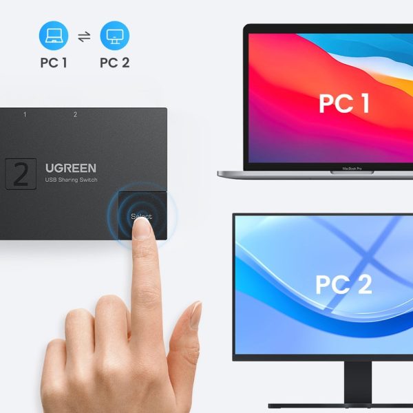 Pārslēdziet USB 3.0 divu slēdzi diviem melniem datoriem