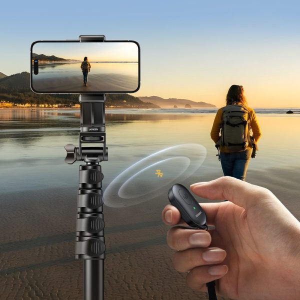 Pašbildes nūja ar statīvu un Bluetooth pilotu garu selfiju 1,8 m melnu melnu