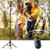 Pašbildes nūja ar statīvu un Bluetooth pilotu garu selfiju 1,8 m melnu melnu