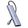 Hub USB-C porta adapteris-2x USB-A 2x USB-C 20cm pelēks
