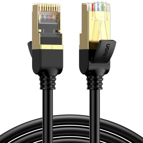 Patchcord STP RJ45 Cat 7 15M melns kabelis
