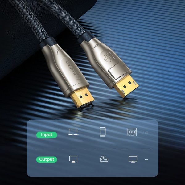 DisplayPort kabeļa izturīgs elastīgs dp112 dp1.4 8k 3m melns