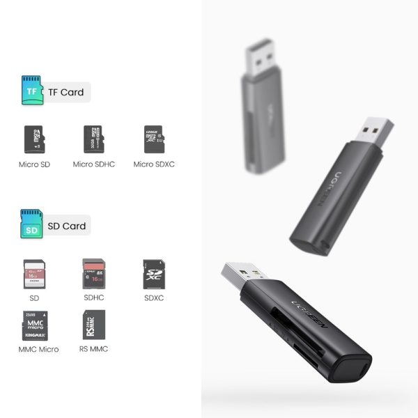 SD TF atmiņas karšu lasītājs USB 3.0 melnajam datoram