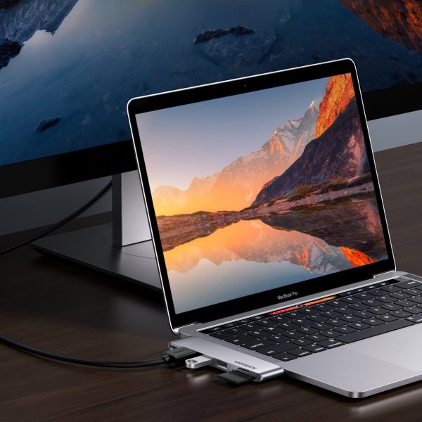 Hub MacBook Air Pro 2X USB-C HDMI 2X USB 3.0 SD TF PD PD Pelēkais kolektors