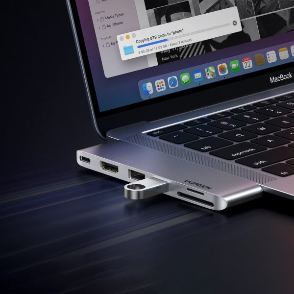 Hub MacBook Air Pro 2X USB-C HDMI 2X USB 3.0 SD TF PD PD Pelēkais kolektors