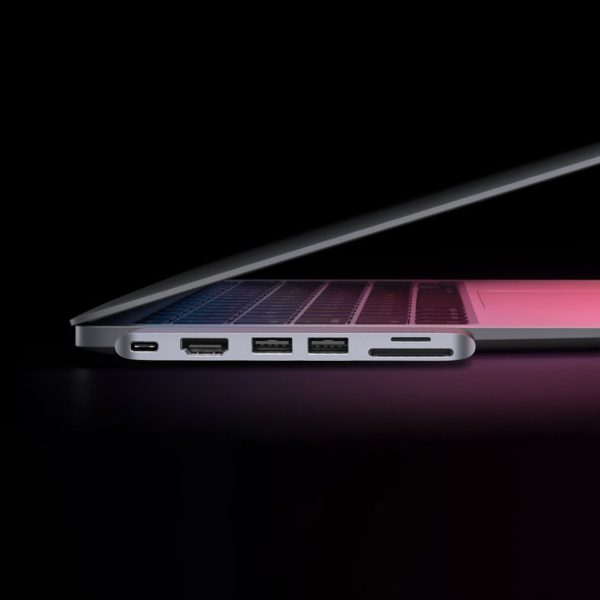 Hub MacBook Air Pro 2X USB-C HDMI 2X USB 3.0 SD TF PD PD Pelēkais kolektors