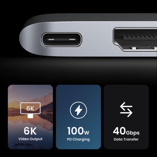 Hub MacBook Air Pro 2X USB-C HDMI 2X USB 3.0 SD TF PD PD Pelēkais kolektors