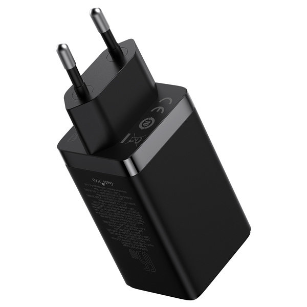Ātrs GAN 2X USB-C 65W GAN lādētājs + USB-C kabelis melns