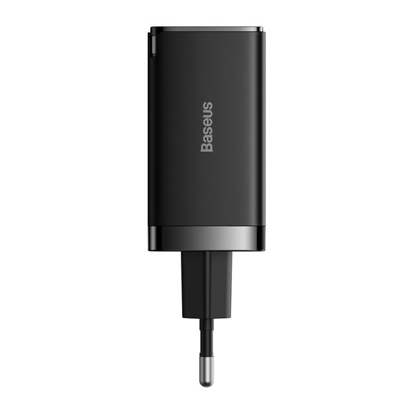 Ātrs GAN 2X USB-C 65W GAN lādētājs + USB-C kabelis melns
