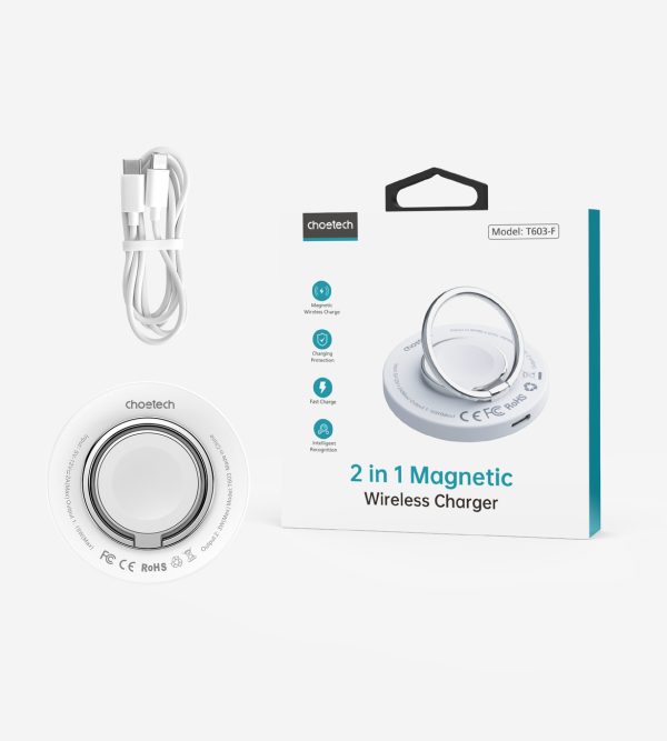 Iphone magsafe indukcijas lādētājs ar 15 w baltu rokturi