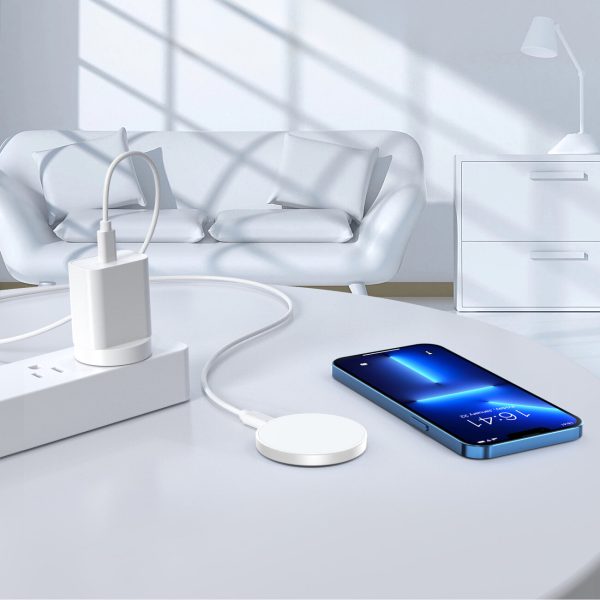 Iphone magsafe indukcijas lādētājs ar 15 w baltu rokturi