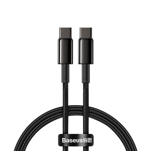 Kabelis USB-C Kabelis Ātra uzlāde Power Piegāde PD QC 100W 5A 1M Black