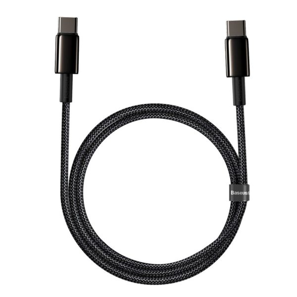 Kabelis USB-C Kabelis Ātra uzlāde Power Piegāde PD QC 100W 5A 1M Black