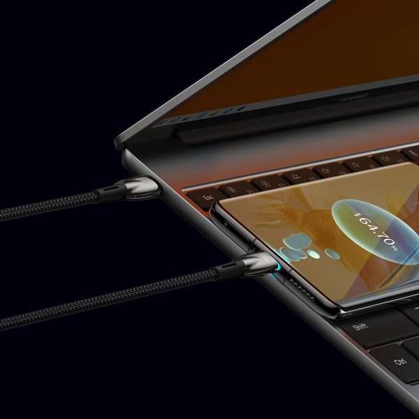 Izturīgs elastīgs kabelis ātrai USB-C 100W 1M melnai uzlādēšanai