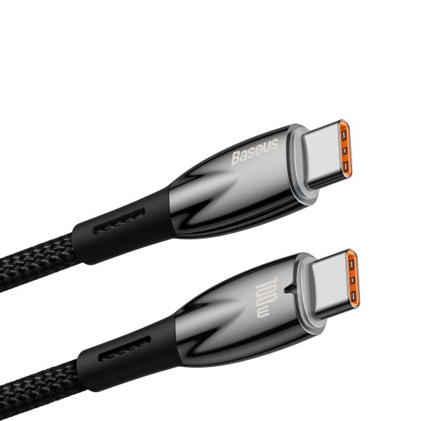 Izturīgs elastīgs kabelis ātrai USB-C 100W 1M melnai uzlādēšanai