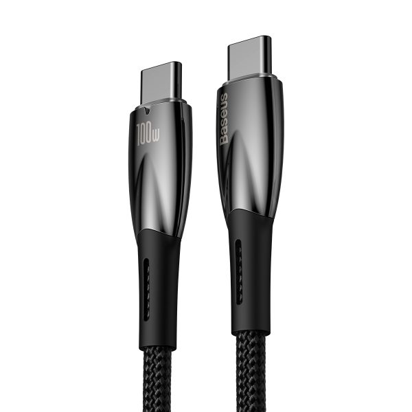Izturīgs elastīgs kabelis ātrai USB-C 100W 1M melnai uzlādēšanai