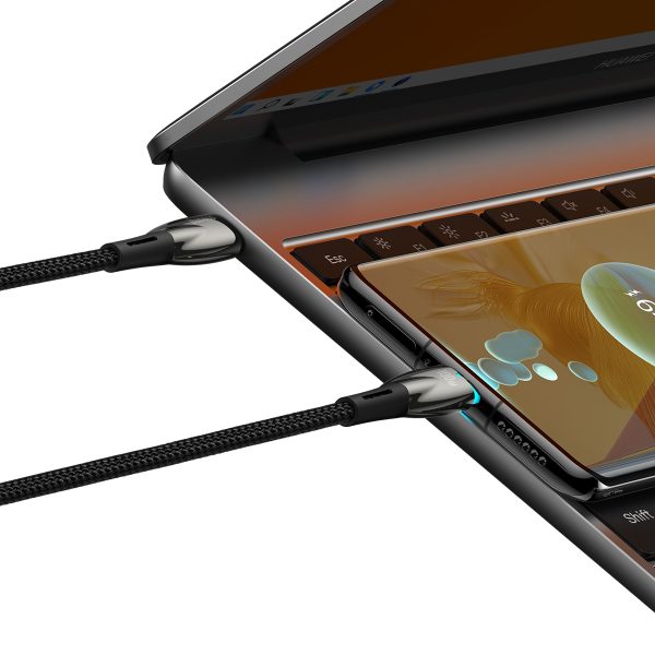 Izturīgs elastīgs kabelis ātrai USB-C 100W 1M melnai uzlādēšanai