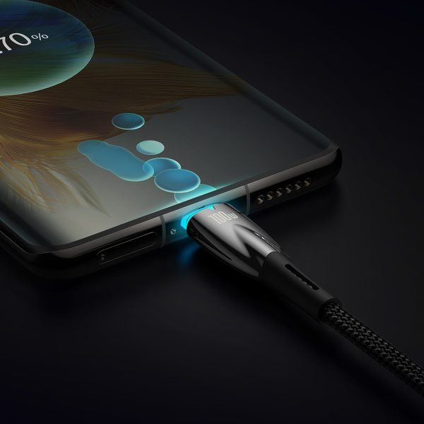 Izturīgs elastīgs kabelis ātrai USB-C 100W 1M melnai uzlādēšanai