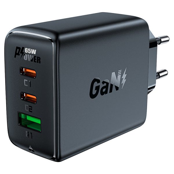 Ātrs GAN 2X USB-C GAN Charger PD QC4+ 65W Black