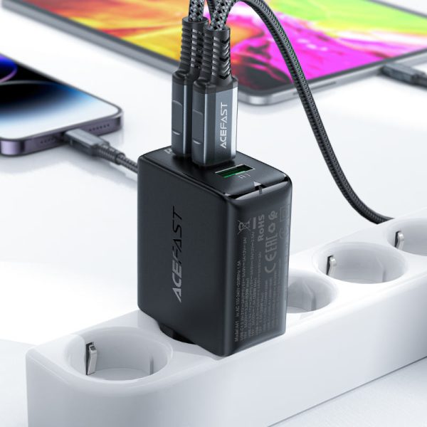 Ātrs GAN 2X USB-C GAN Charger PD QC4+ 65W Black