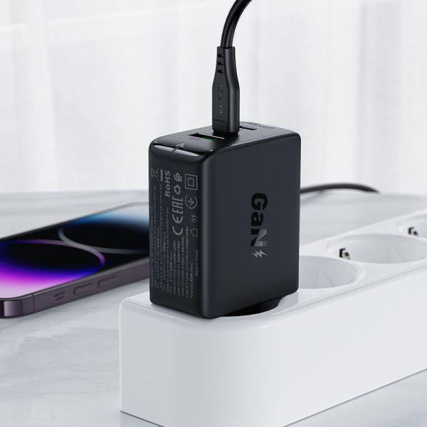 Ātrs GAN 2X USB-C GAN Charger PD QC4+ 65W balts lādētājs