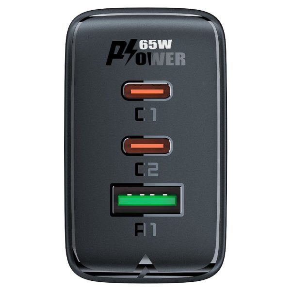 Ātrs GAN 2X USB-C GAN Charger PD QC4+ 65W balts lādētājs