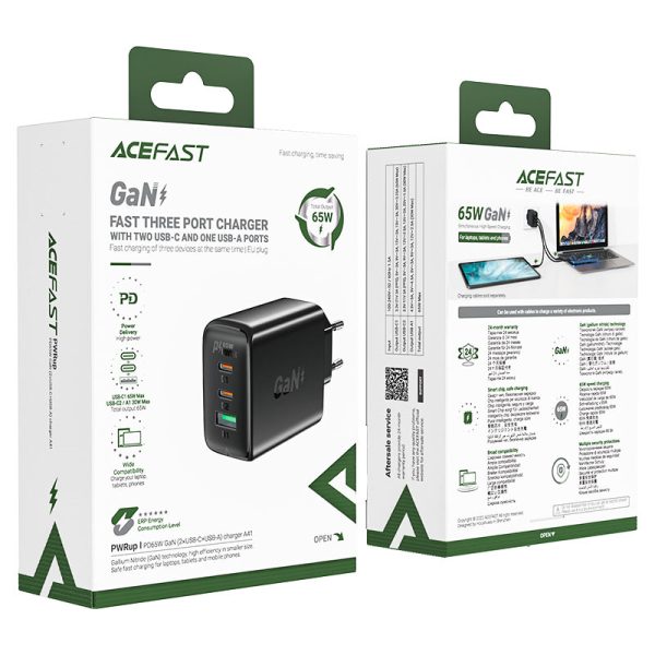 Ātrs GAN 2X USB-C GAN Charger PD QC4+ 65W balts lādētājs