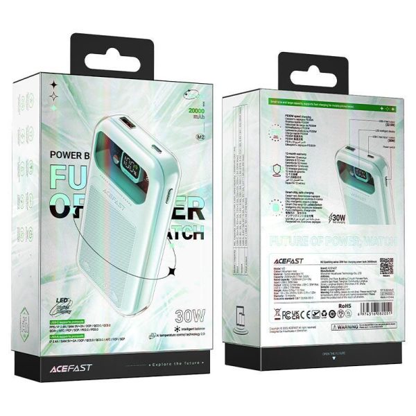 PowerBank 20 000 mAh dzirkstošā sērija Ātra uzlāde 30W QC AFC FCP SCP Green