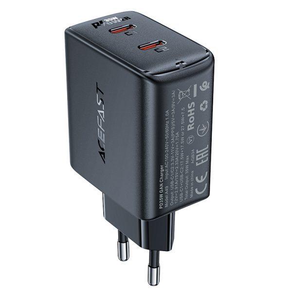 Ātrs GAN 35W PD 2X USB-C GAN lādētājs