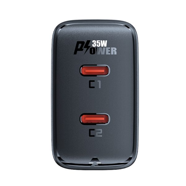 Ātrs GAN 35W PD 2X USB-C GAN lādētājs