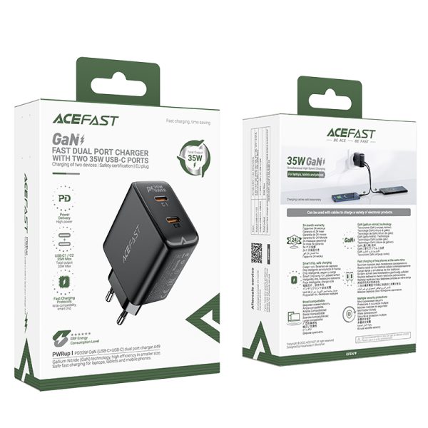 Ātrs GAN 35W PD 2X USB-C GAN lādētājs