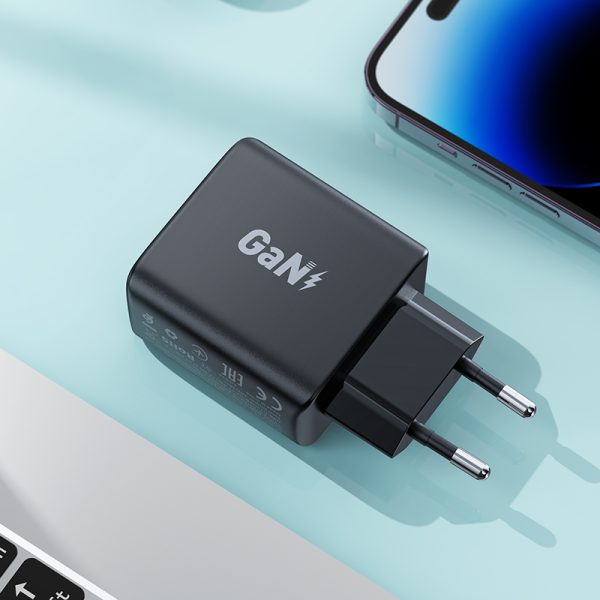 Ātrs GAN 35W PD 2X USB-C GAN lādētājs