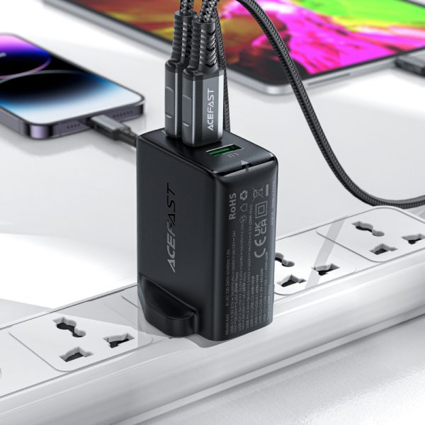 Tīkla lādētāja angļu spraudnis GAN 65W 1X USB 2X USB-C PD White