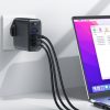 2in1 kabelis un ātrs lādētājs Gan angļu spraudnis uk 100w PD 3X USB-C USB Black
