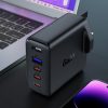 2in1 kabelis un ātrs lādētājs Gan angļu spraudnis uk 100w PD 3X USB-C USB Black