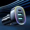 70W automašīnas lādētājs ar 4 Portam 2x USB-C PD 2X USB QC Black