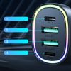 70W automašīnas lādētājs ar 4 Portam 2x USB-C PD 2X USB QC Black