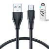 Kabelis pārspēj sērijas USB - USB -C ātrai uzlādēšanai 3A 1,2 m melnā krāsā