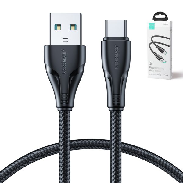 Kabelis pārspēj sērijas USB - USB -C ātrai uzlādēšanai 3A 1,2 m melnā krāsā