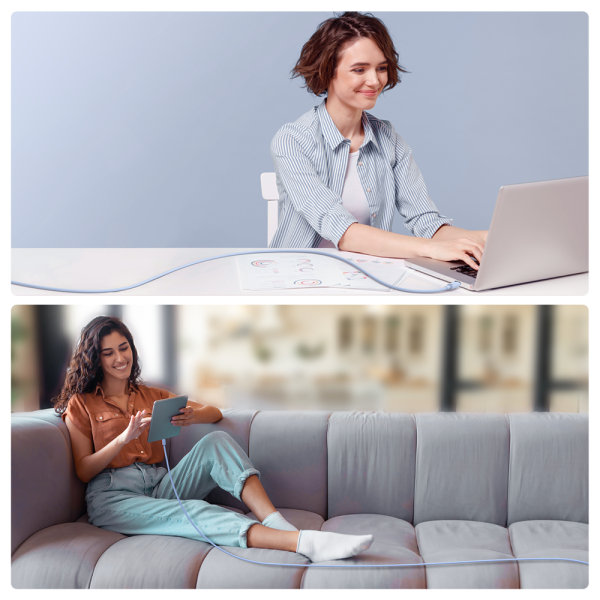 USB-C kabeļa kabeļa-USB-C 100W 1,2m zilā krāsā