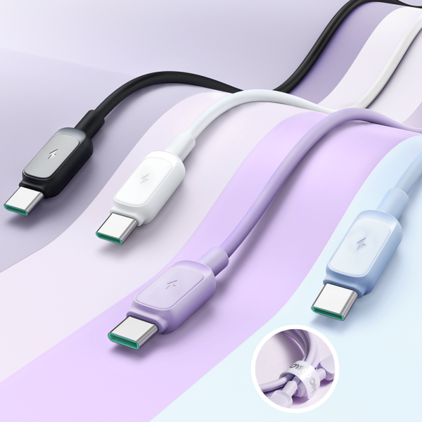 Kabelis USB-A Cable-USB-C 3A 1,2m Purple