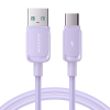 Kabelis USB-A Cable-USB-C 3A 1,2m Purple
