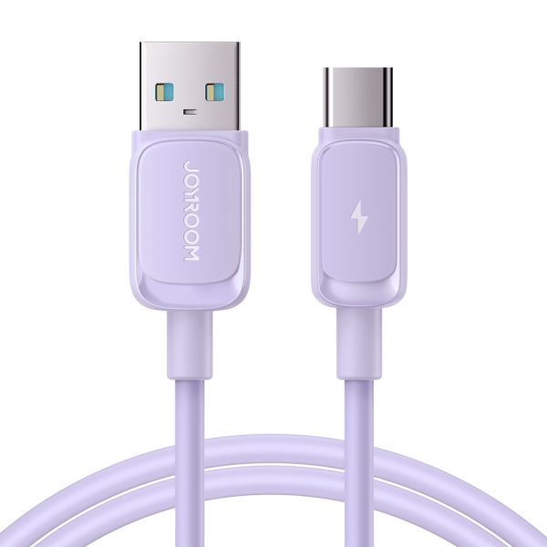 Kabelis USB-A Cable-USB-C 3A 1,2m Purple
