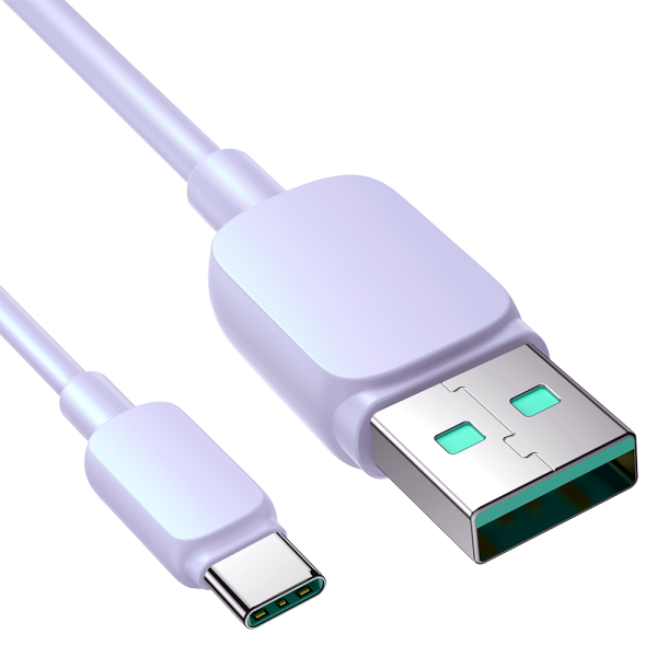Kabelis USB-A Cable-USB-C 3A 1,2m Purple