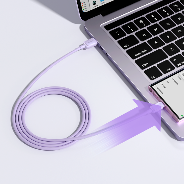 Kabelis USB-A Cable-USB-C 3A 1,2m Purple