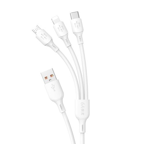 3in1 USB-A kabelis USB-C Micro USB iPhone Lightning 480MB/s 1