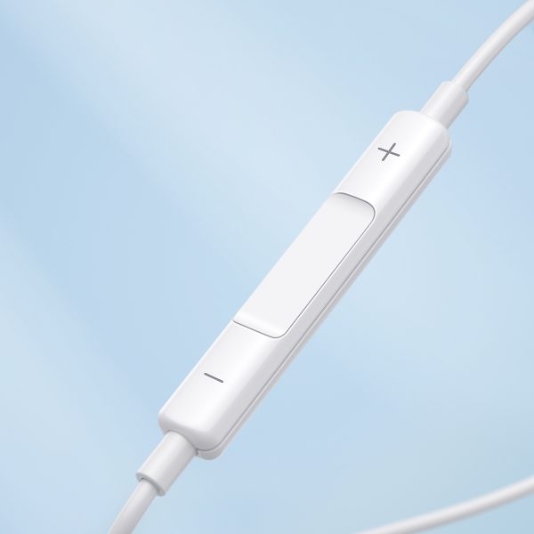 Mini ligzda 3,5 mm -strāvas austiņās ar baltu vadības tālvadības pulti