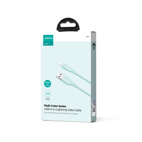 Kabelis Kabelis iPhone daudzkrāsu sērijai USB-A-Lighting 3A 1m Green